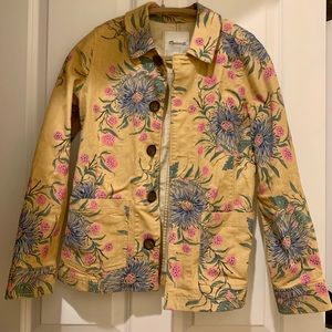 Madewell Yellow Floral Cotton Jacket with Blue & Pink Print